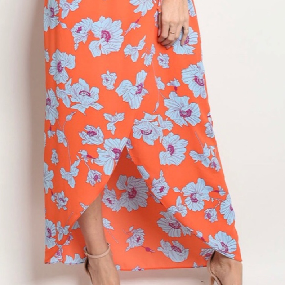 ☀️ORANGE BLUE FLORAL MAXI DRESS - Picture 5 of 10
